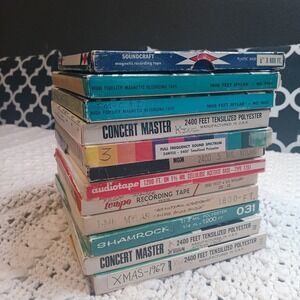 Lot 12 Various 7" Reel To Reel Recording Tapes Vintage Recording Gear With Boxes